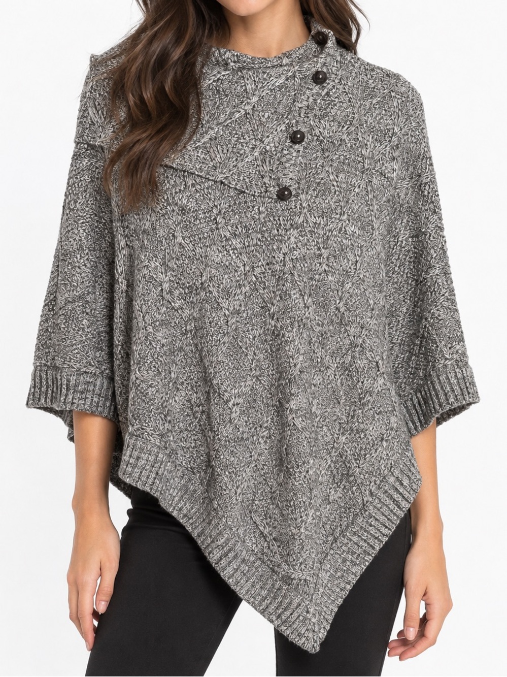 Anthropologie Knit Poncho Sweater Women’s Medium in Black and Brown